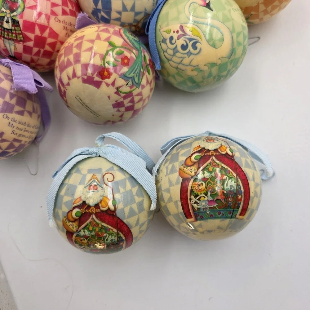 Jim Shore 12 Days Of Christmas Ornament Set 2006 Enesco 14 Ball‎ Ornaments Box